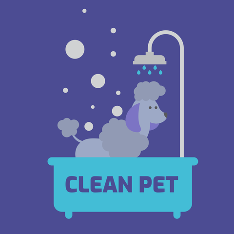 Illustrated Dog in a Tub Showering Pet Salon Template
